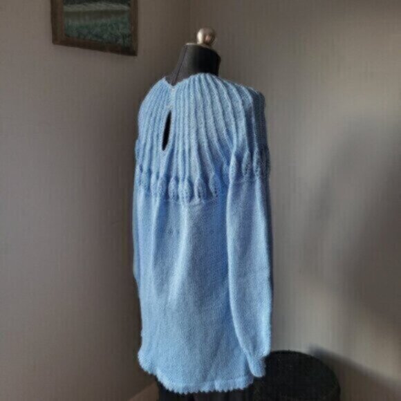 Handmade knit Sweater Blue Sz L-XL - Picture 13 of 13